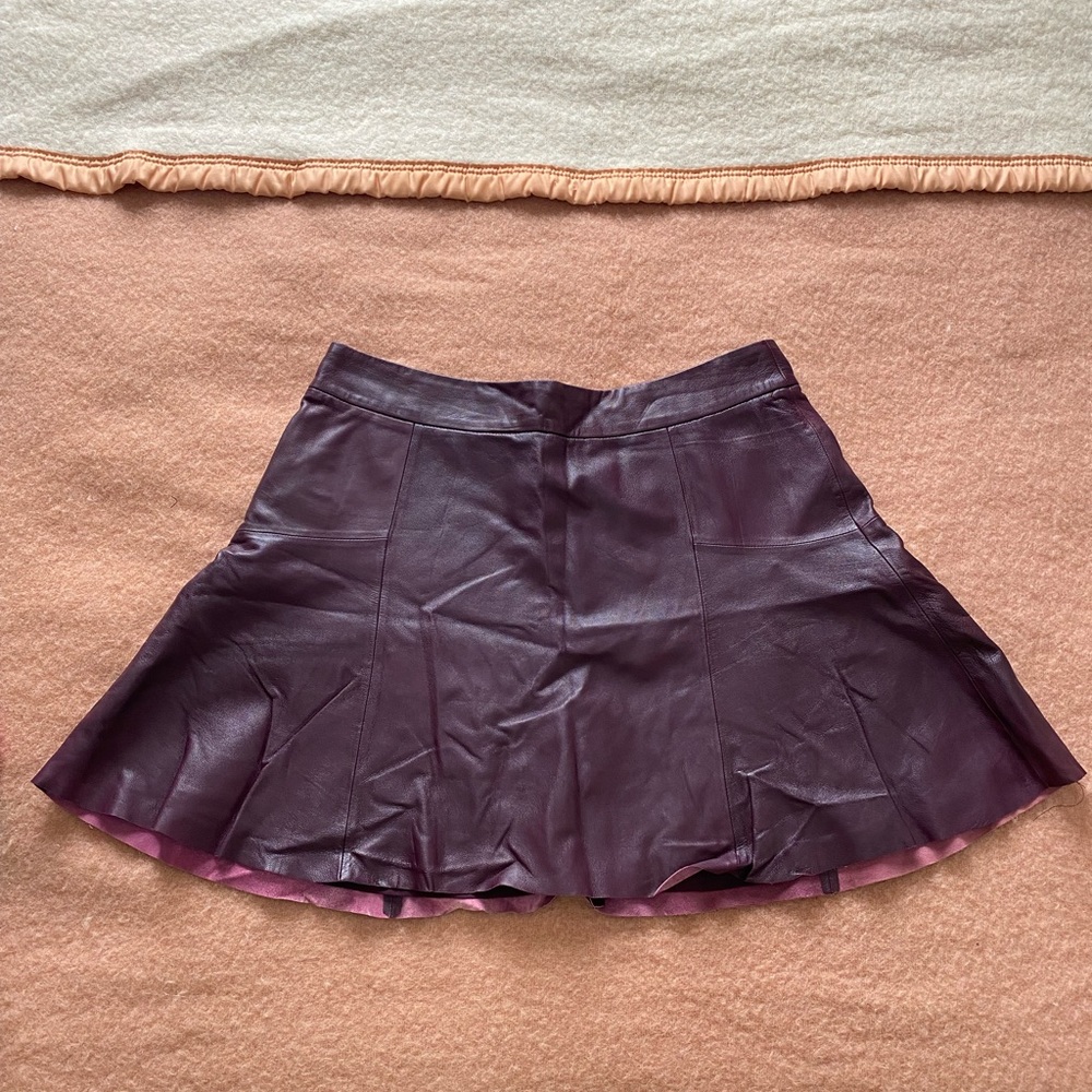 Banana Republic Burgundy Leather Skirt Size 12